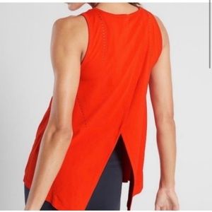 Athleta Foothill Seamless Split Tie Back Tank Sz XS Red Orange